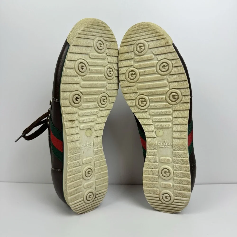 Men's GUCCI 'SL73' Brown Leather Sneakers US 8.5‎ GUCCI 8 G Shoes Vintage